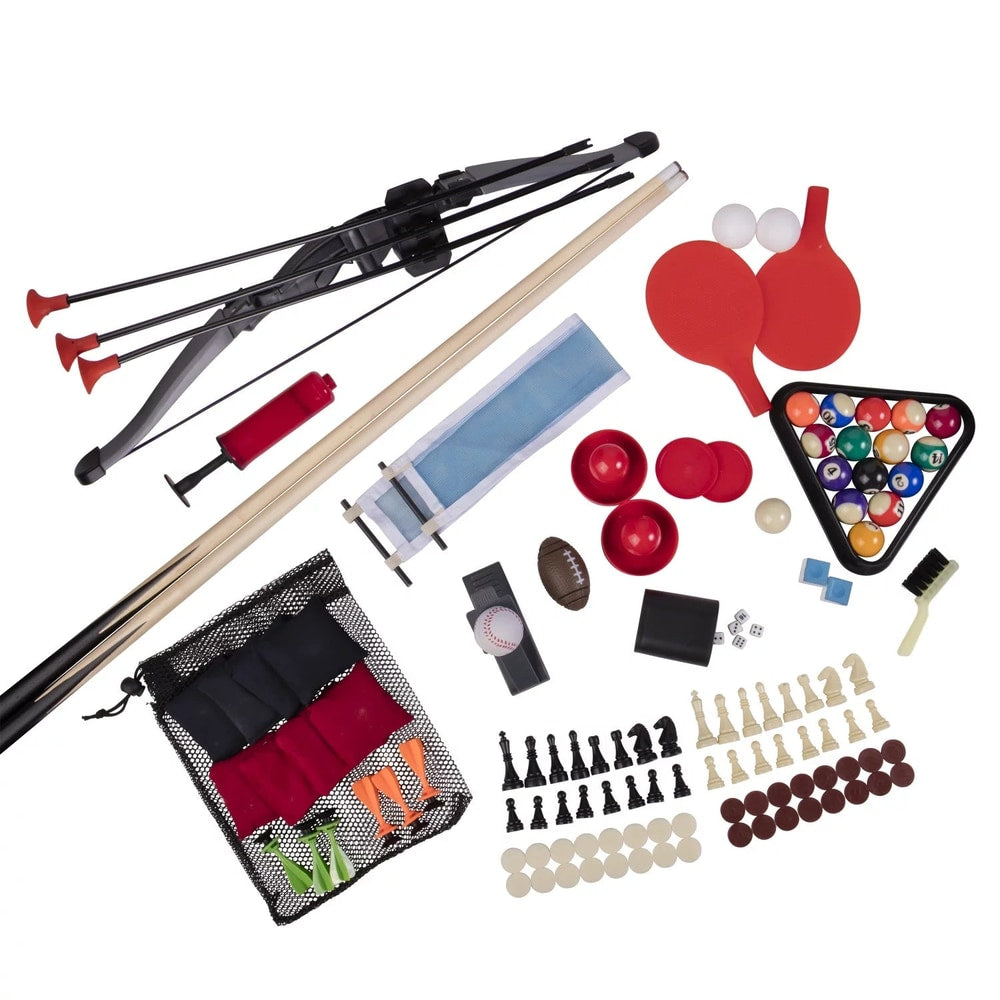 13-In-1 Combo Game Table Includes Basketball, Table Tennis, Billiards, Push Hockey, Launch Football, Baseball, Tic-Tac-Toe, and Skee Bean Bag Toss