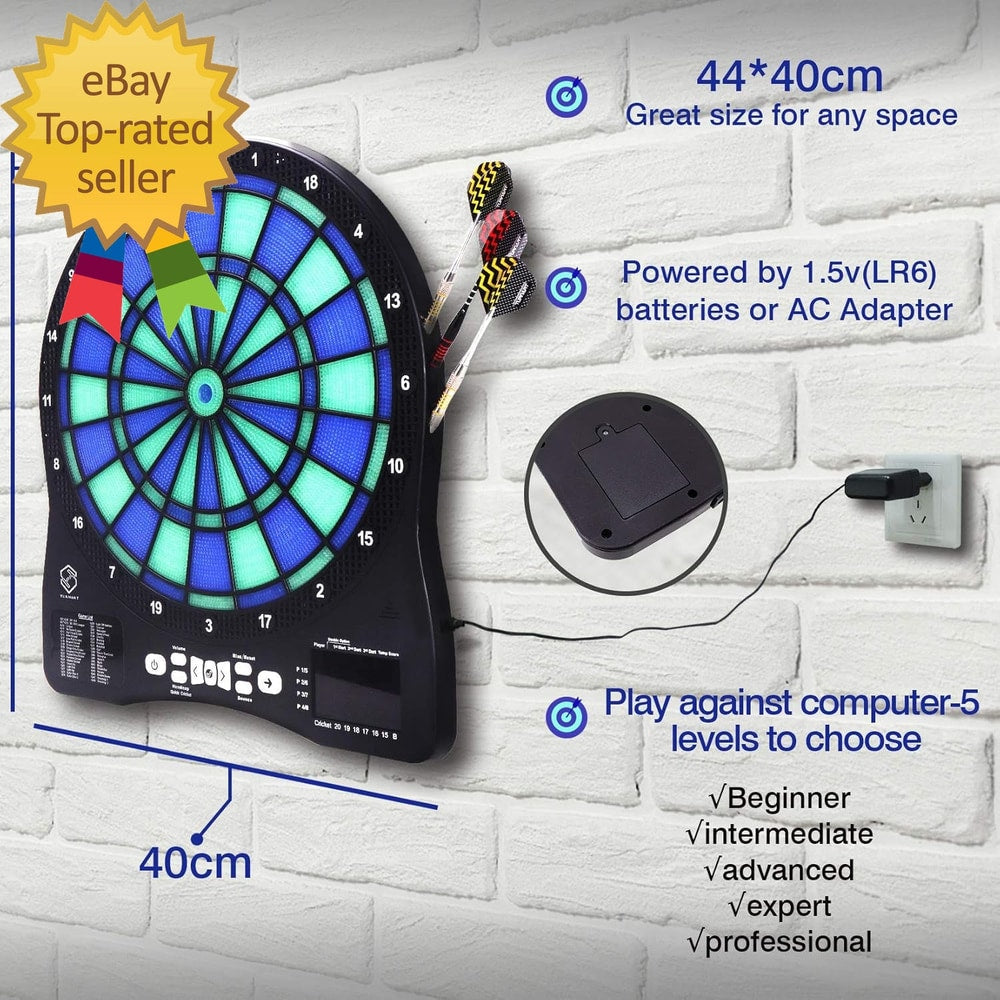Electronic Dart Board,13 Inch Illuminated Segments Light Based Games Electric Da