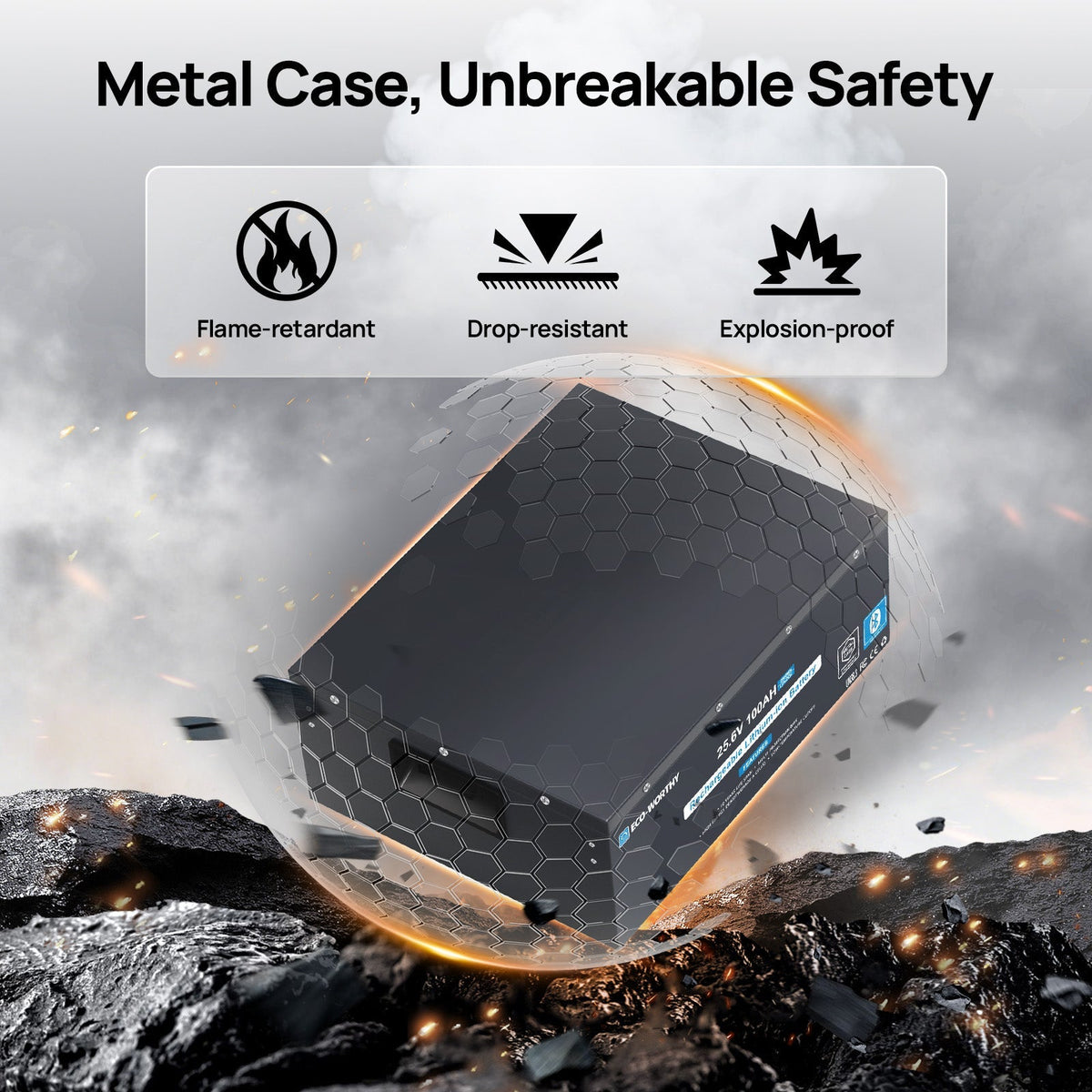 ECO-WORTHY 24V 100Ah Metal Case LiFePO4 Battery - view 2