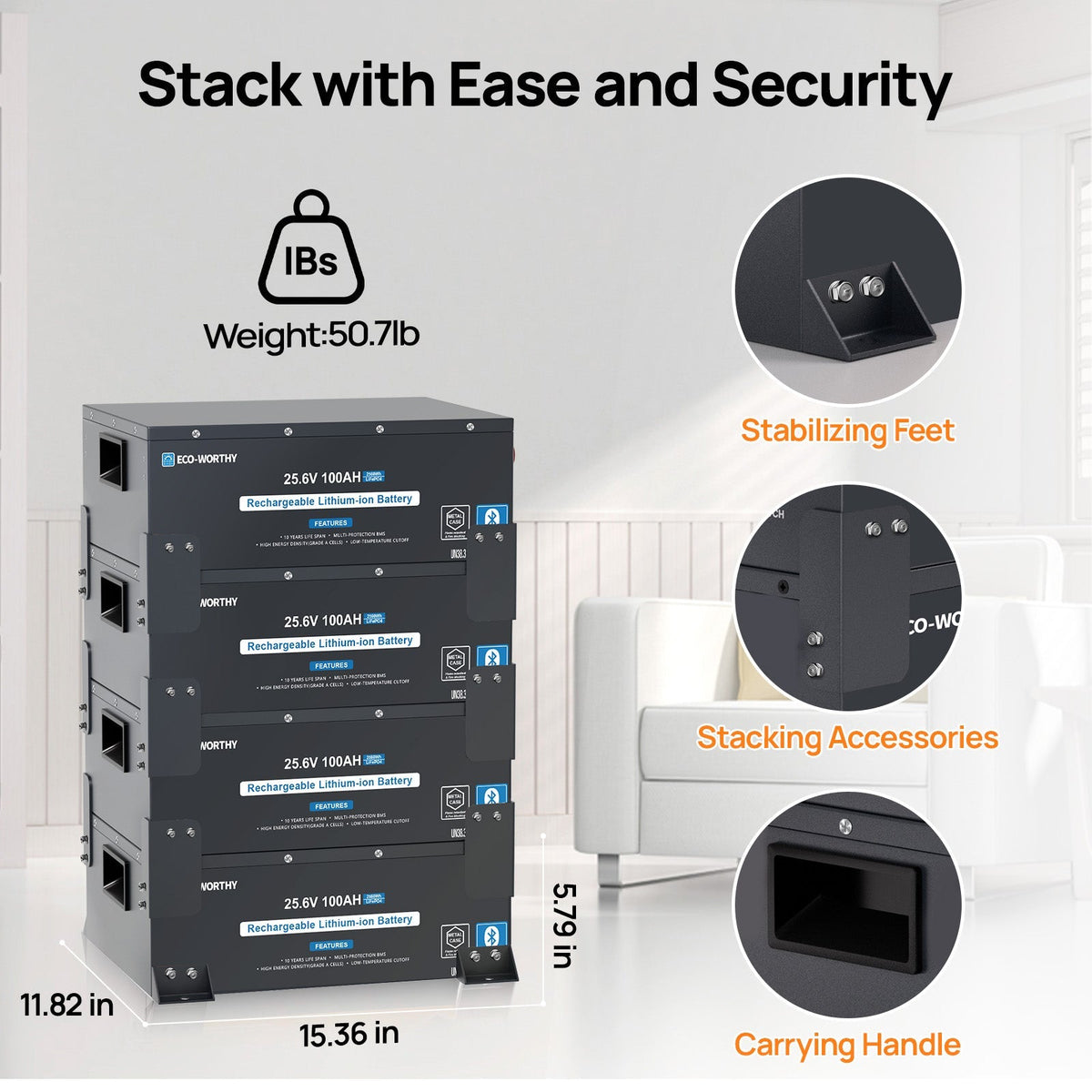 ECO-WORTHY 24V 100Ah Metal Case LiFePO4 Battery - view 4