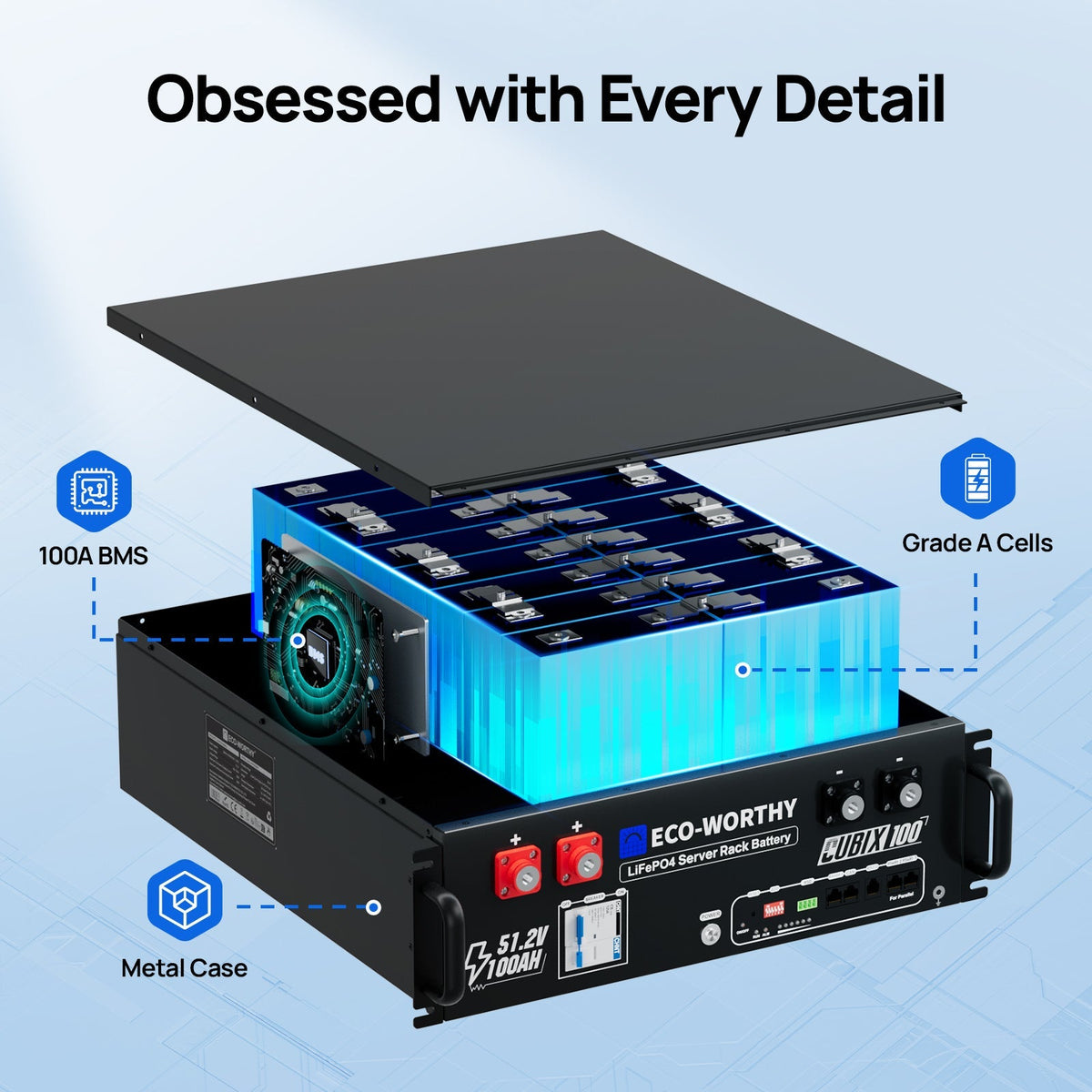 ECO-WORTHY Cubix100 48V 100Ah Server Rack Battery - view 9