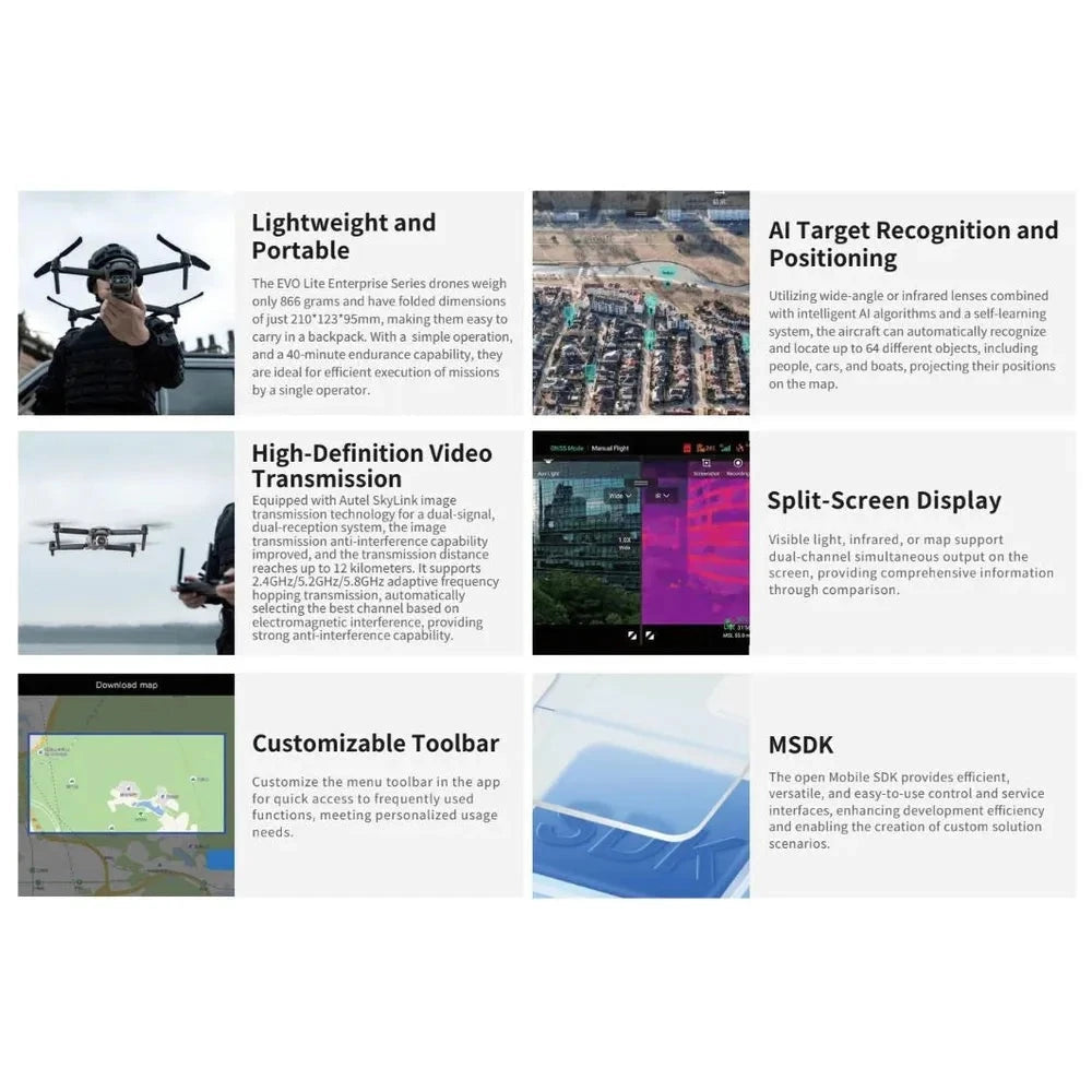 Autel EVO Lite 640T Enterprise Thermal Drone Premium Package | 7.9" Smart Controller V3, 640x512, 3 Batteries