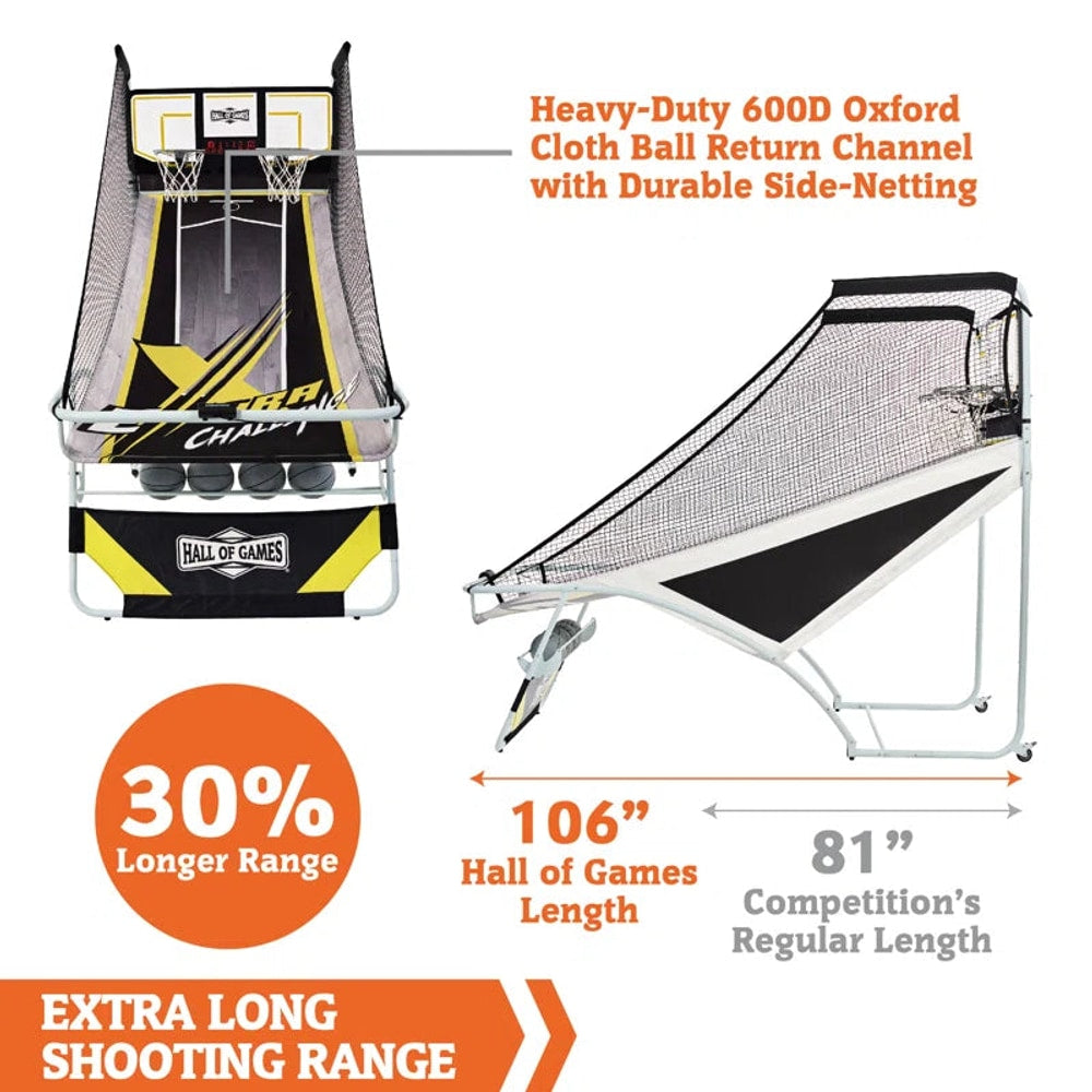 Xtra Long Shot Ez-Fold Premium Arcade Game with Built-In 4-Ball Storage Rack