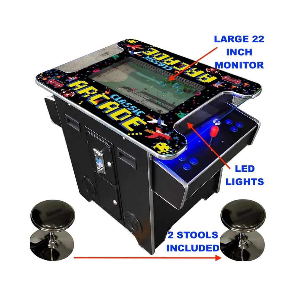 Full-Size 2-Player Retro Arcade Machine with 60 Games and Stools | Commercial-Grade, Plug and Play