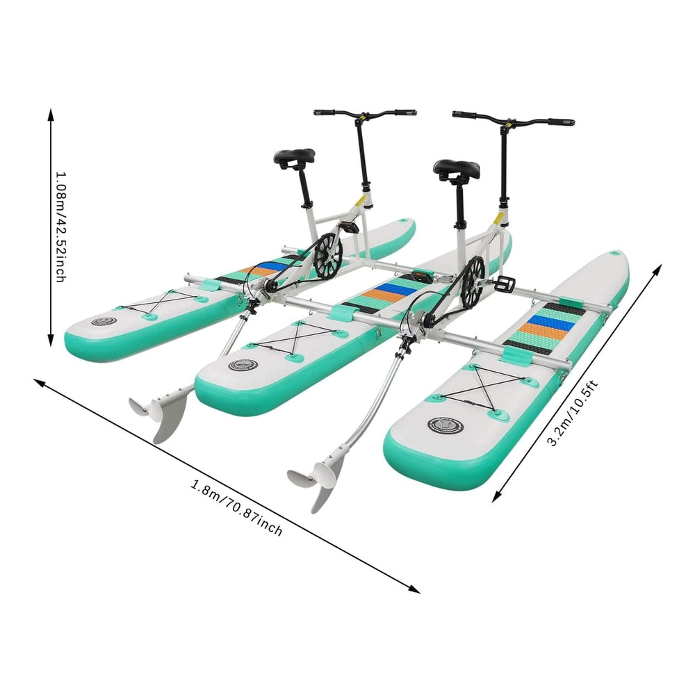 2-Person Inflatable Pedal Boat Water Bike | Portable Multi-Pontoon, 396 lb Capacity, Adjustable Seats