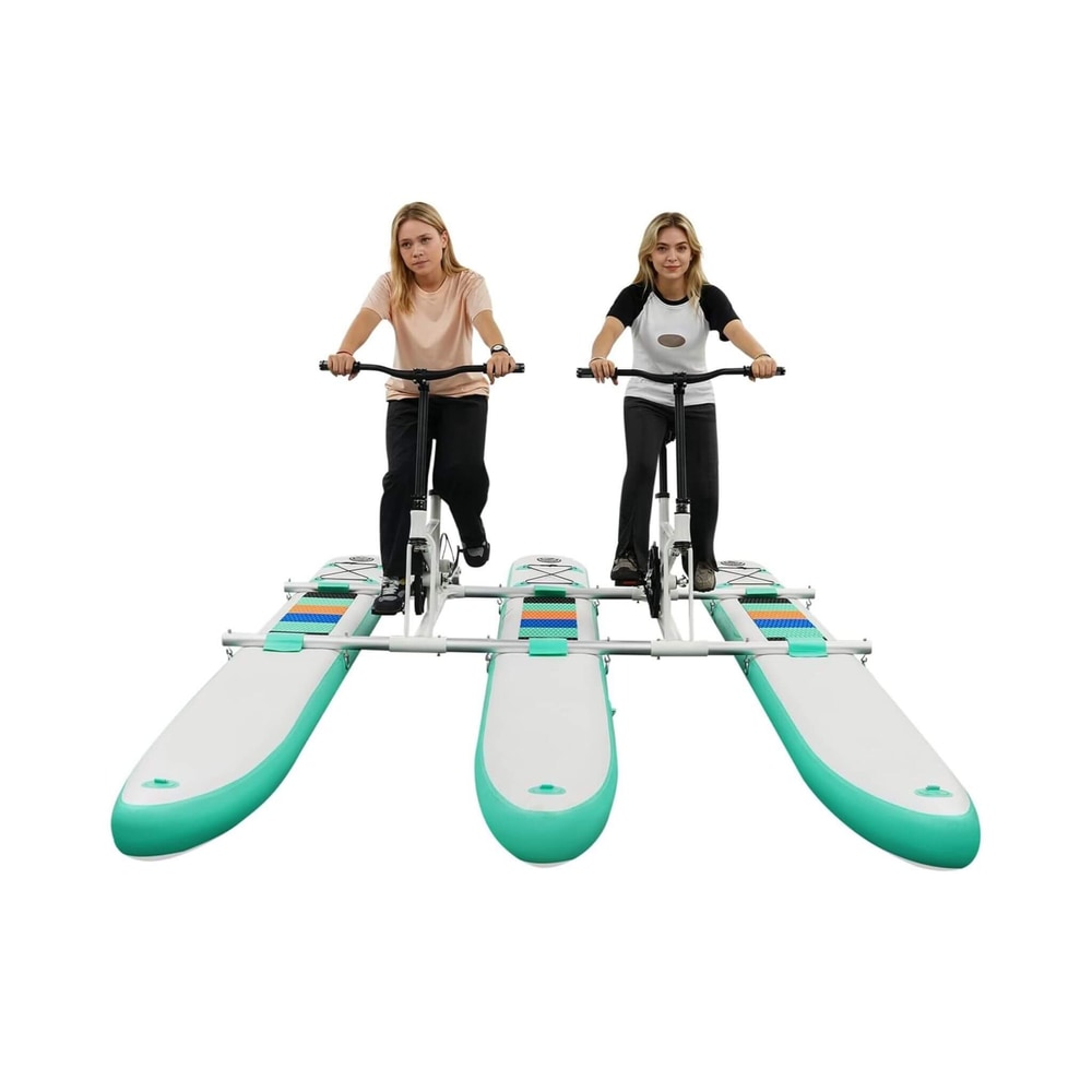 2-Person Inflatable Pedal Boat Water Bike | Portable Multi-Pontoon, 396 lb Capacity, Adjustable Seats