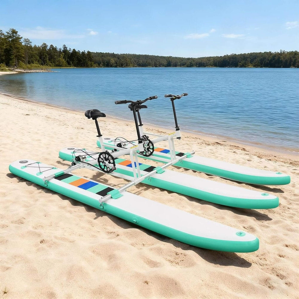 2-Person Inflatable Pedal Boat Water Bike | Portable Multi-Pontoon, 396 lb Capacity, Adjustable Seats