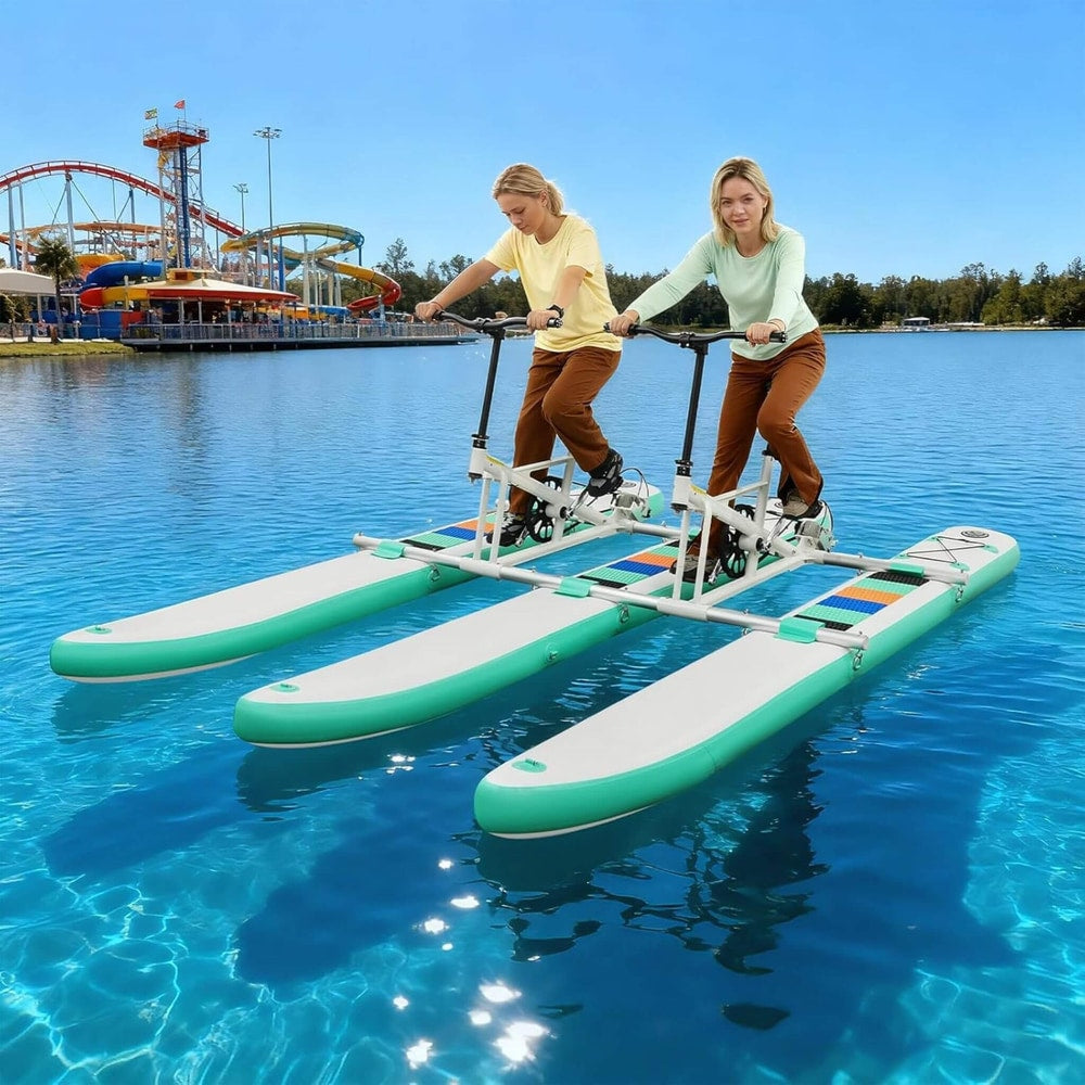 2-Person Inflatable Pedal Boat Water Bike | Portable Multi-Pontoon, 396 lb Capacity, Adjustable Seats