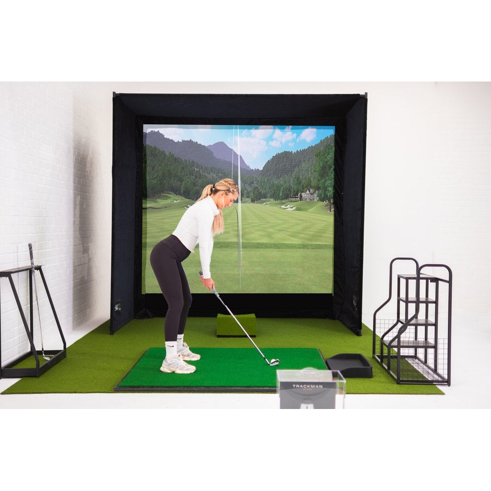 GolfBays SimBox Golf Simulator Enclosure | 7 Sizes, PRO+ Impact Screen & Frame, Side Barriers Included