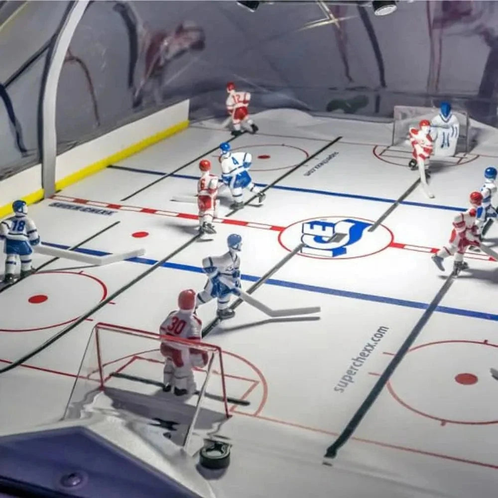 ICE Super Chexx Bubble Hockey Table, Standard | 2-Player or 2-on-2, Lexan Dome, Optional Coin Door