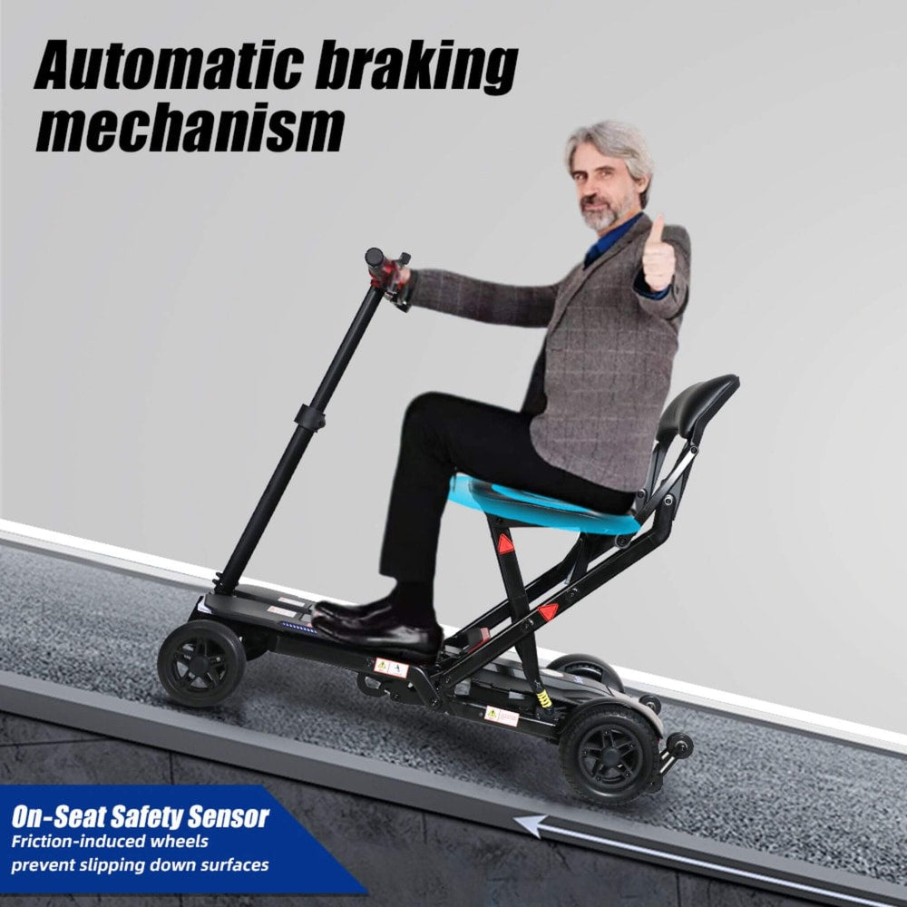Ultra Lightweight 4-Wheel Folding Mobility Scooter with Remote | 43 lb Frame, 10-Mile Range, 275 lb Capacity