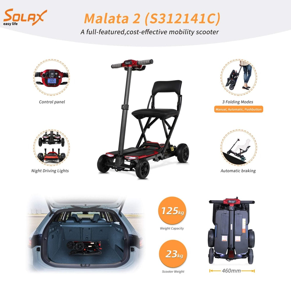 Ultra Lightweight 4-Wheel Folding Mobility Scooter with Remote | 43 lb Frame, 10-Mile Range, 275 lb Capacity