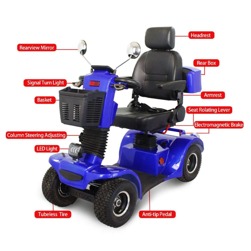Zvg 4-Wheel Heavy-Duty All-Terrain Mobility Scooter | 500W Motor, 48V 20Ah, 20-25 Mile Range, 350 lb