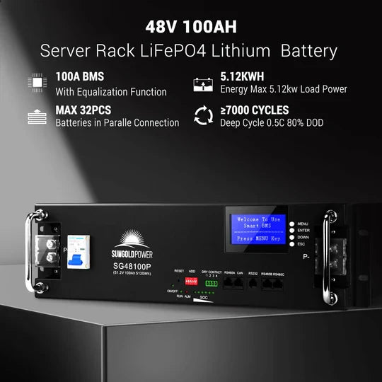 SunGold Off-Grid Solar Kit | 6.5kW or 8kW Split-Phase 120V/240V Inverter, 10.24-20.48 kWh LiFePO4