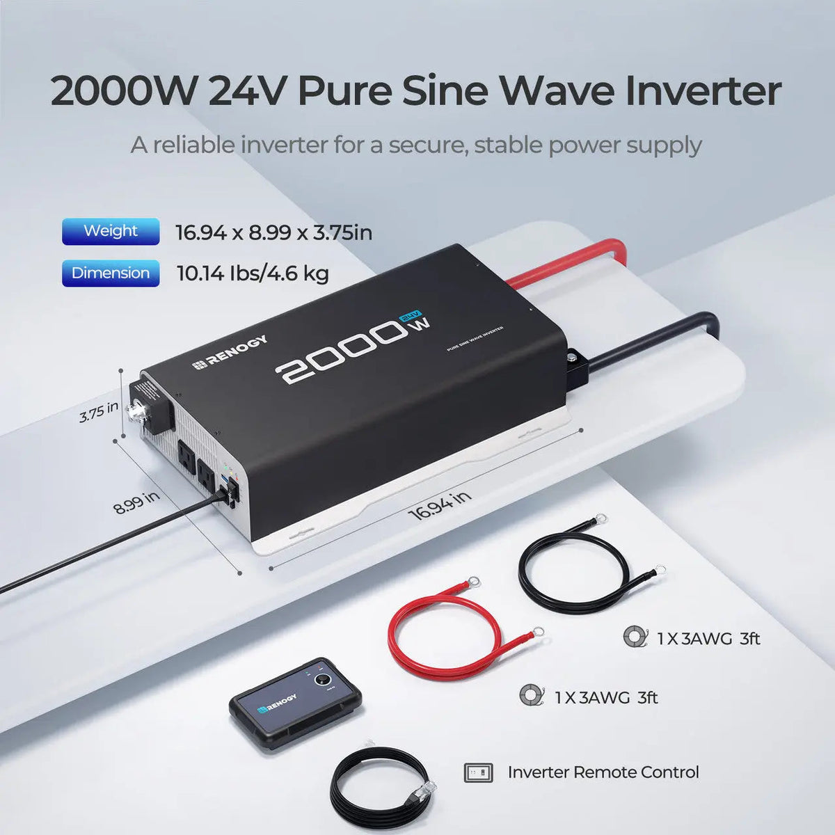 Renogy 2000W 24V Pure Sine Wave Inverter - view 3
