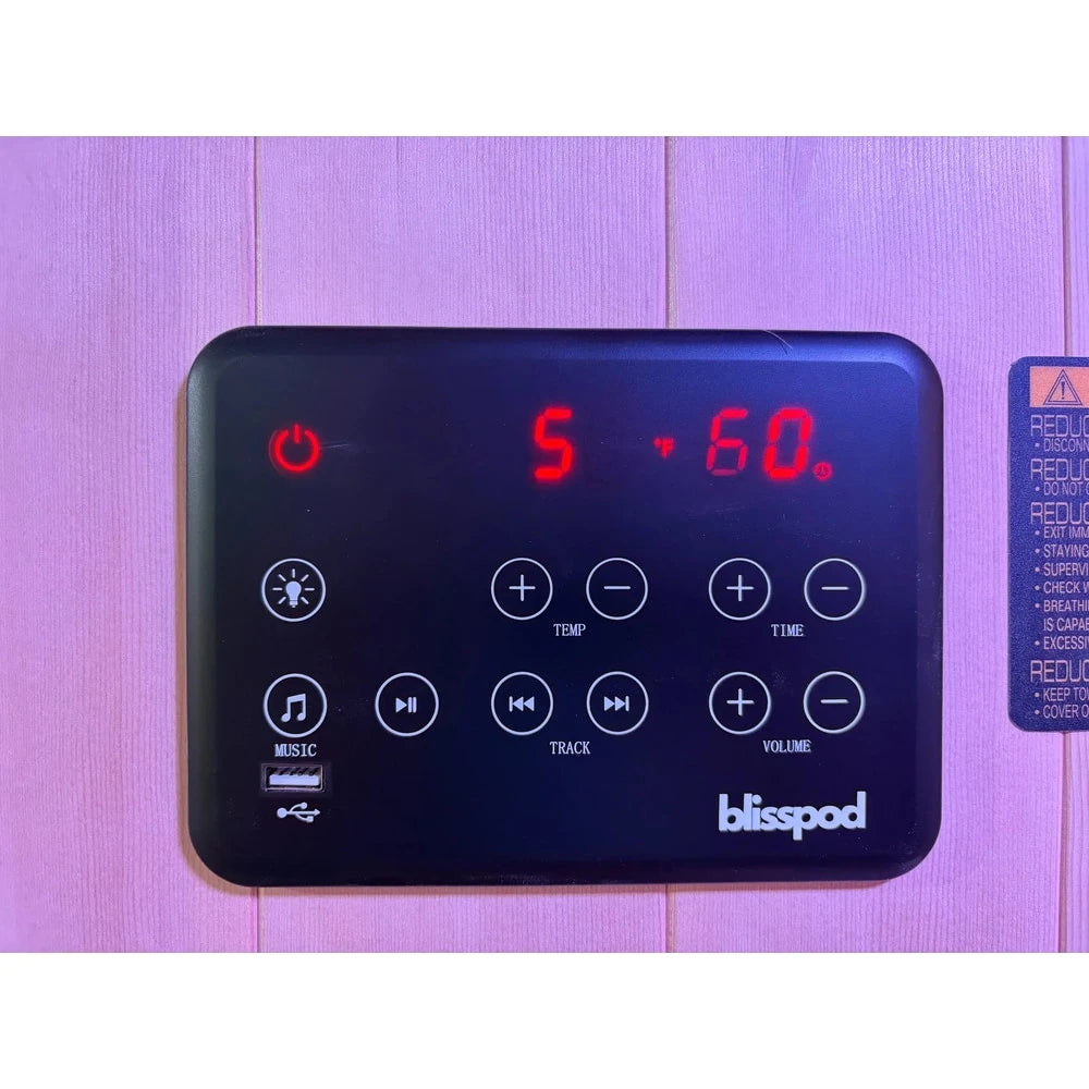 Blisspod | Milano | Full Spectrum Sauna | Canadian Hemlock Wood | Ultra Low EMF | 5 Far Infrared & 1 Red Glass Heater | Chromotherapy | Upto 2 Person
