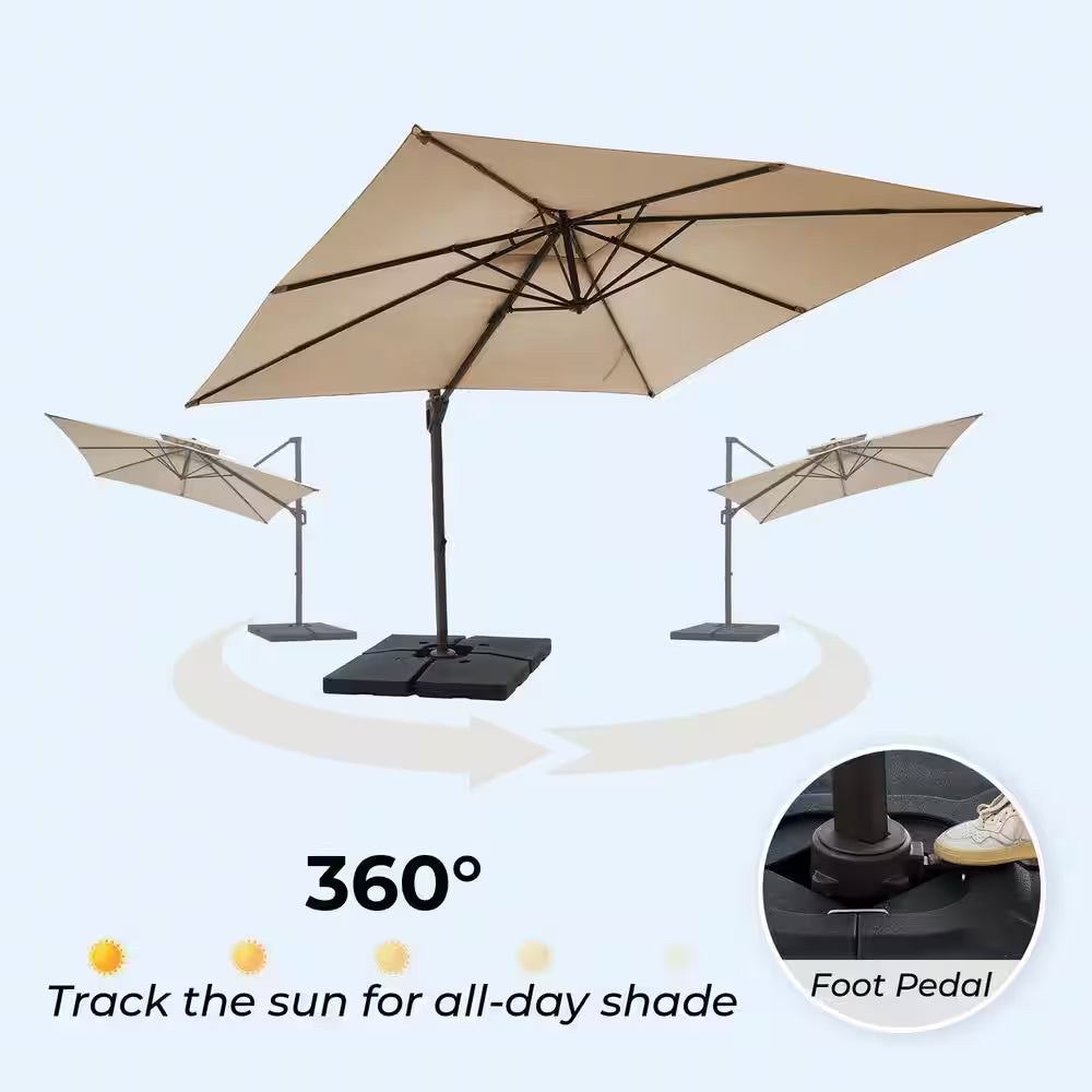 10 Ft. X 10 Ft. Sq. Cantilever Patio Umbrella with Weighted Base in Beige