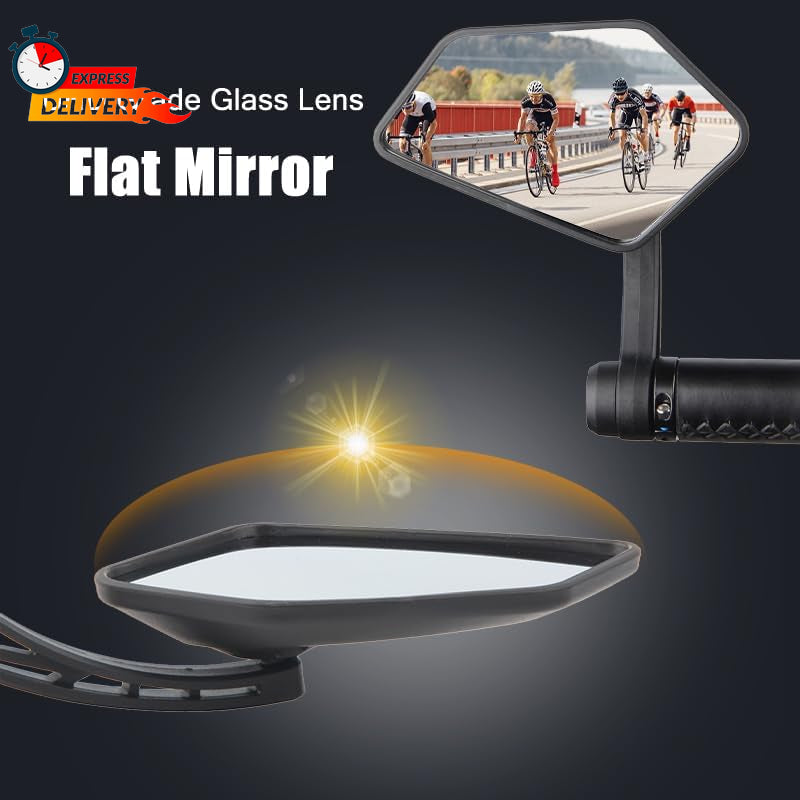 1 Pair Bike Mirror Handlebar End Mount Bicycle E-Bike Mirrors, HD Glass Convex