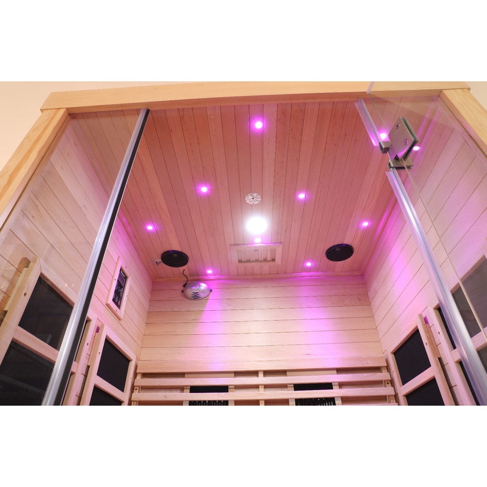 Blisspod | Venetian | Full Spectrum Indoor Premium Canadian Hemlock Low EMF Sauna | 10 Heaters | Chromotherapy & Reflexology | 2 Person