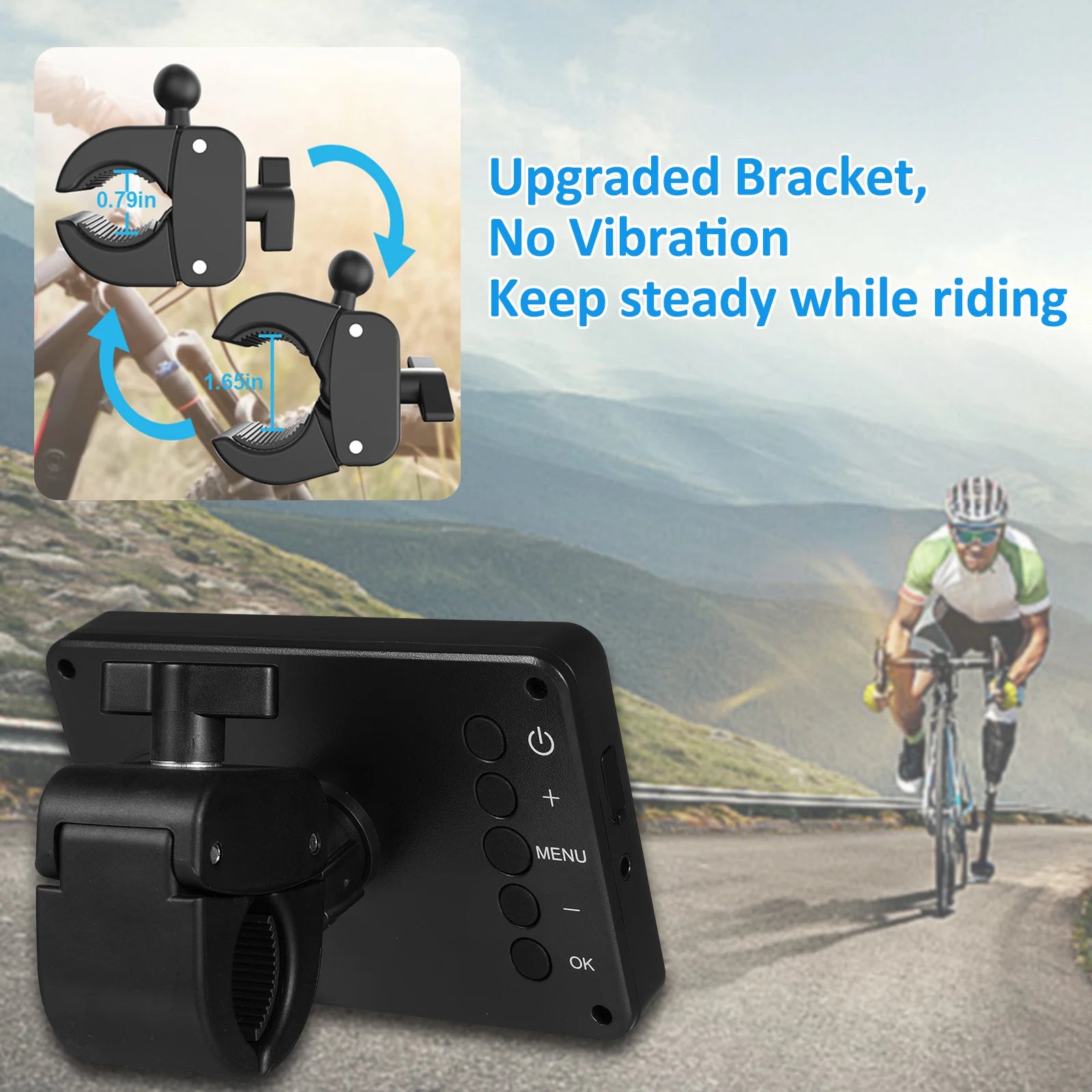 Handlebar Bike Mirror, Bicycle Rear View Camera with 4.3'' Screen Night Vision Function 150° Wide Angle View Adjustable Bracket