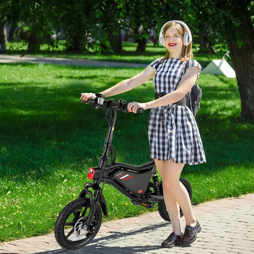 350W Foldable Electric Bike for Adults, 14" Small E-Bike, LCD, Full Suspension, 48V 7.8Ah Electric Cycle for Adult UL 2849