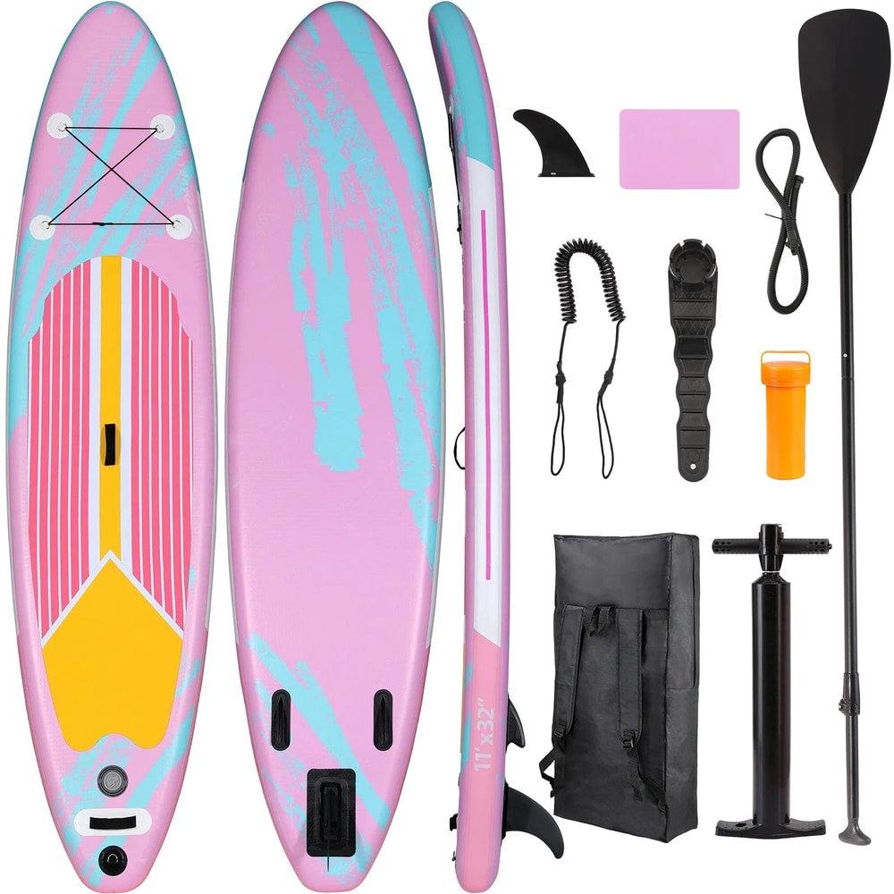 11' Inflatable Stand up Paddle Board 6" Thick with Premium SUP Paddle Board Accessories for All Skill Levels , Pink