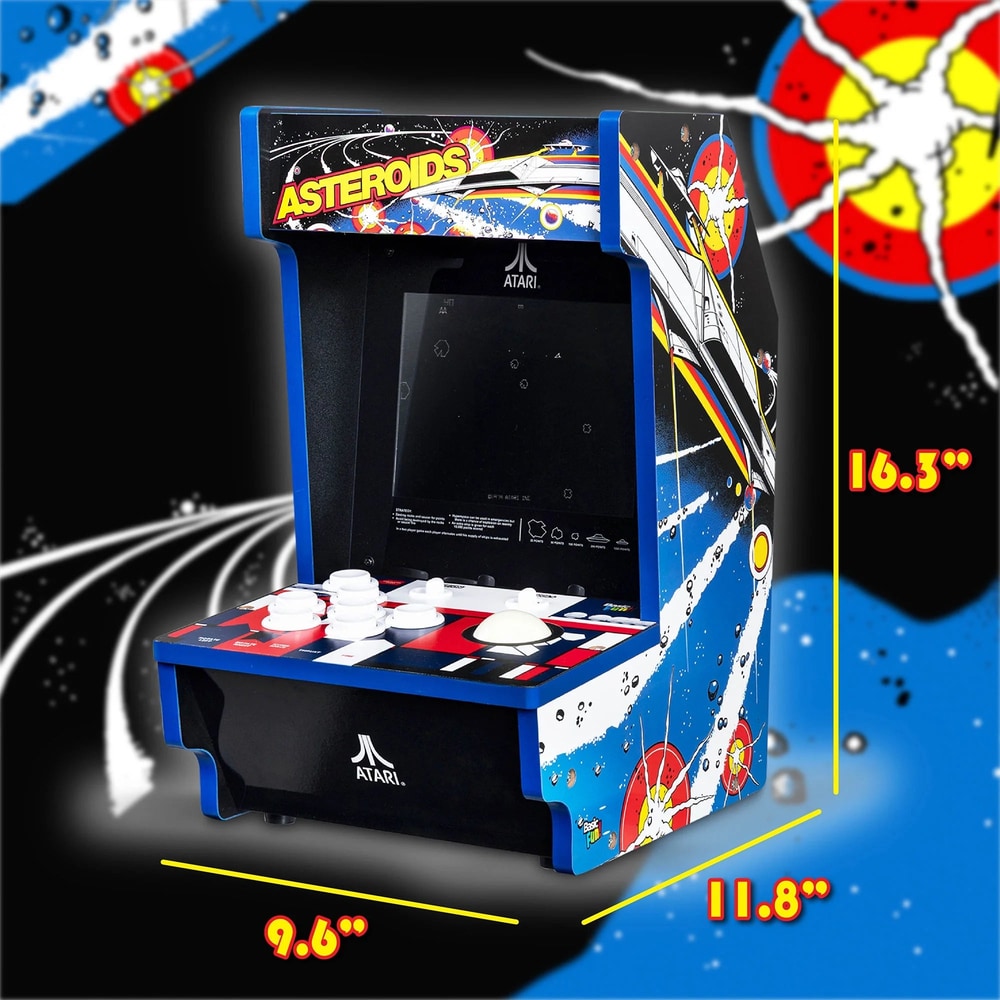 Arcade Classics Atari Asteroids Counter Series Game Machine with 8" Screen and 5 Games