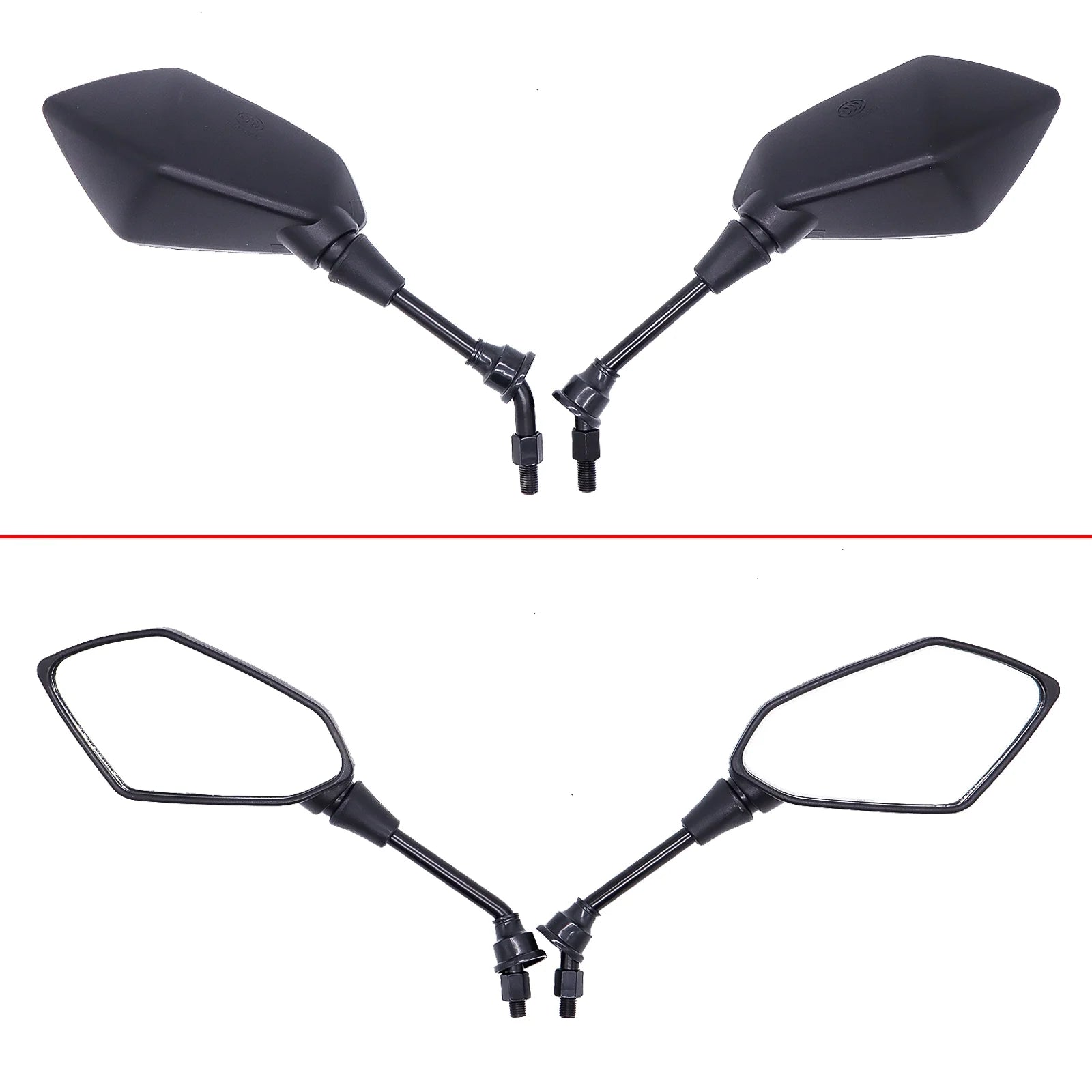 2X Motorcycle Rear View Side Mirrors with 2X Free 7/8" Handle Bar Mount for ATV Bike