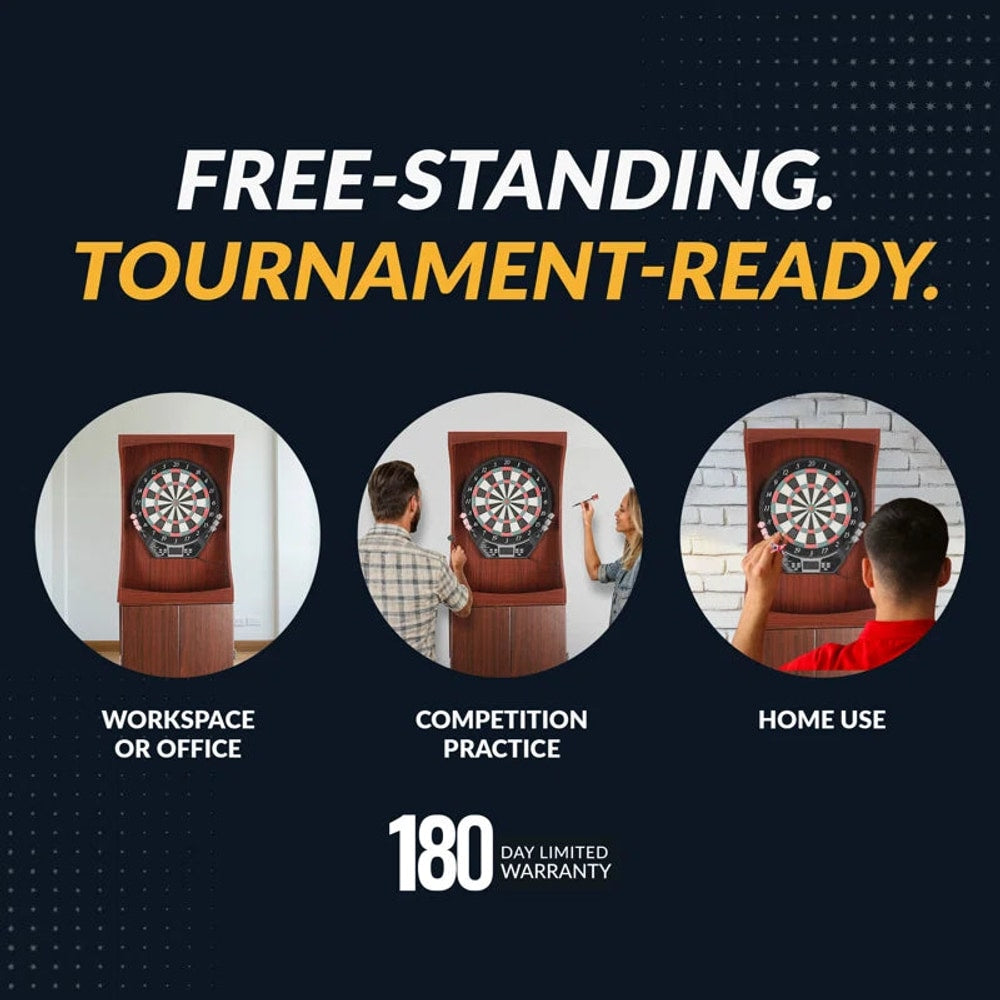 Electronic Dartboard and Cabinet Set with Darts