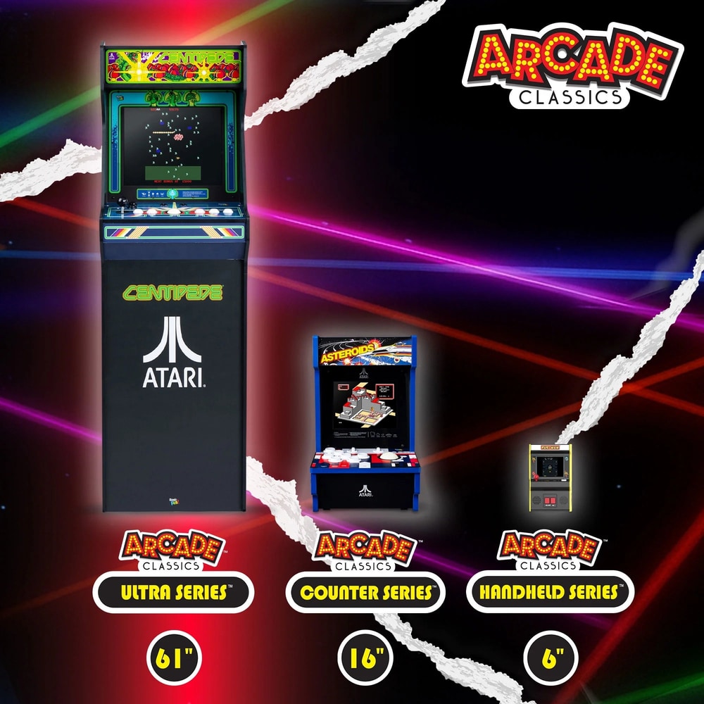 Arcade Classics Atari Asteroids Counter Series Game Machine with 8" Screen and 5 Games