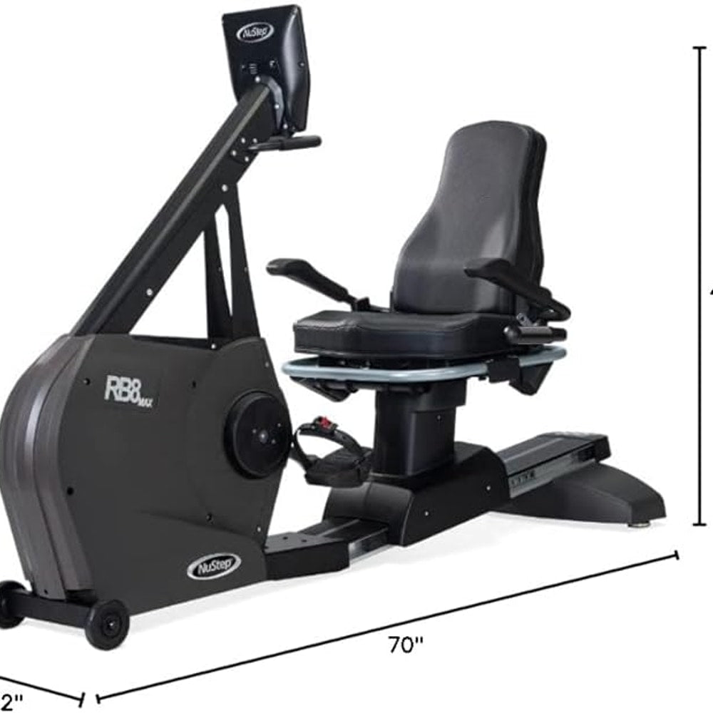 RB8MAX Recumbent Exercise Bike, Gray, Low-Impact Exercise