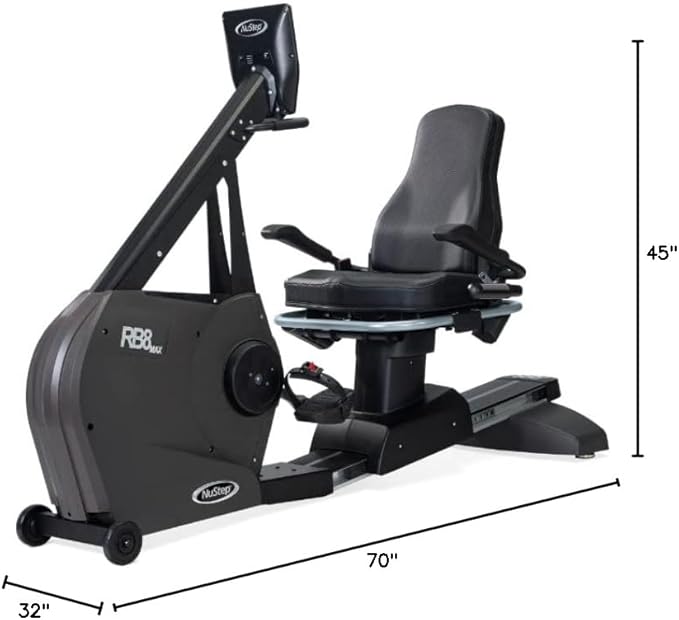 RB8MAX Recumbent Exercise Bike, Gray, Low-Impact Exercise