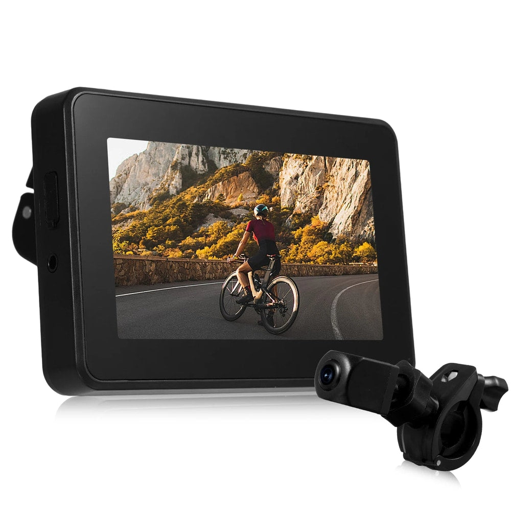 Handlebar Bike Mirror, 1080P Rechargeable Bicycle Rear View Camera with 4.3'' Monitor Night Vision 150° Wide Angle View