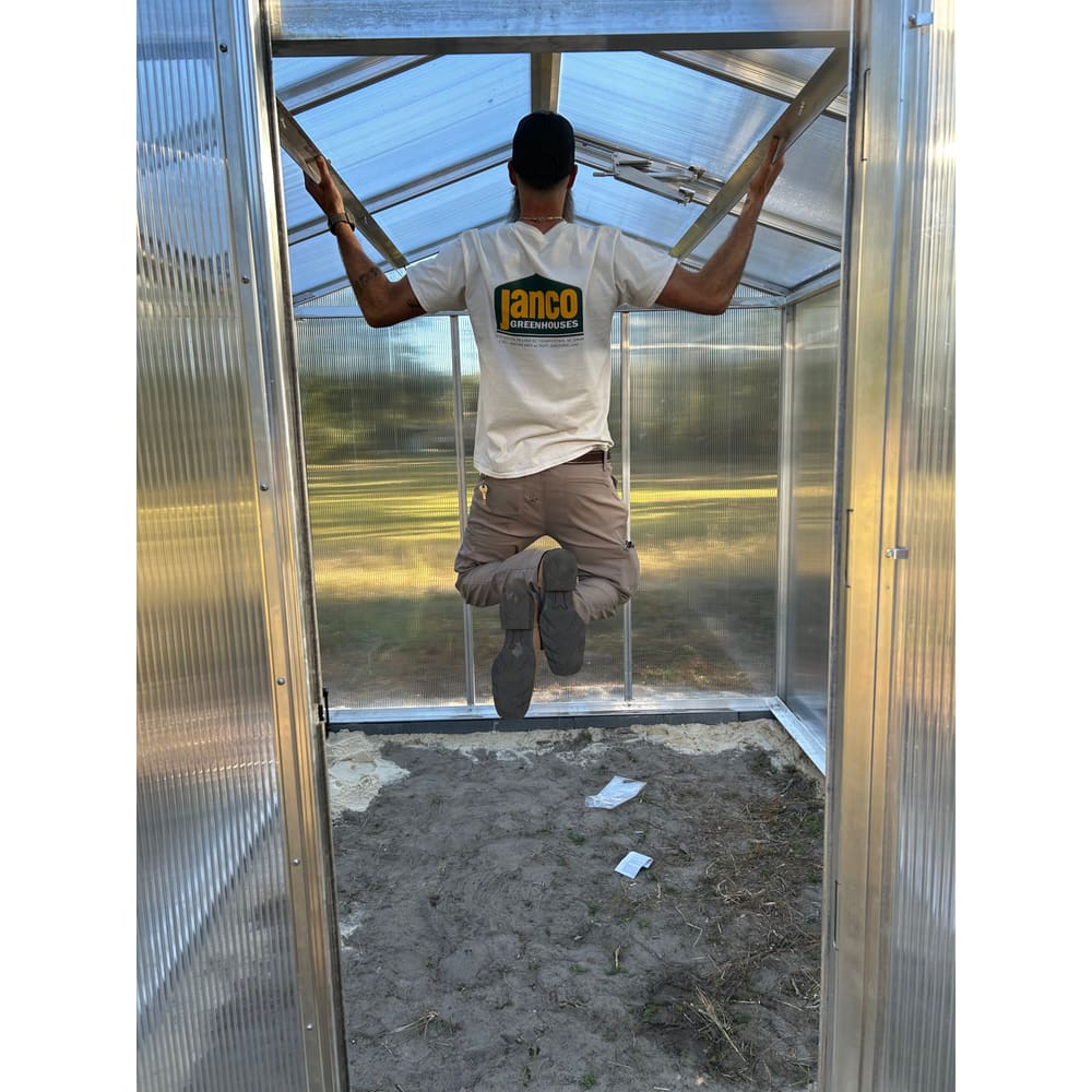 Janco Palmetto 8 x 10 ft Aluminum Greenhouse Kit | Glass or Polycarbonate, 120 mph Wind Rating, Made in USA