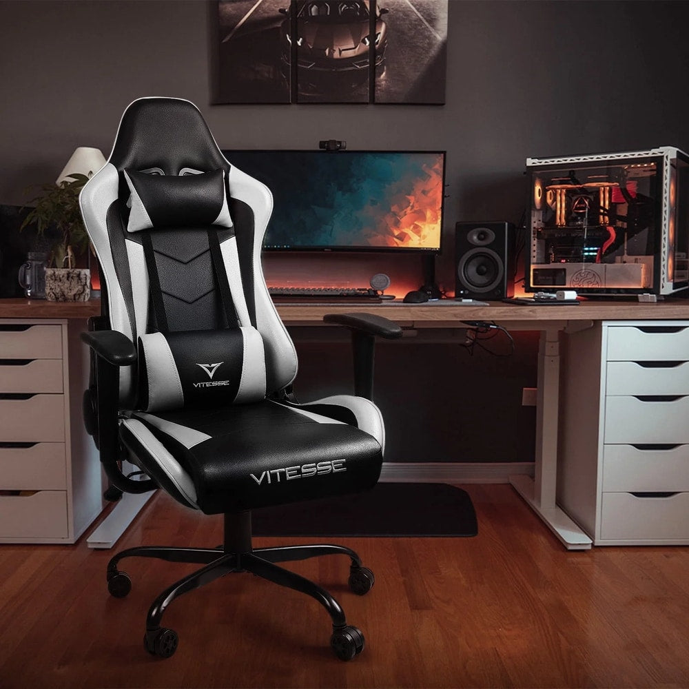 Ergonomic Adult Gamer Chair, 330 Lb Computer Chair, Racing Gaming Office Chair, Gamer Height Adjustable Swivel Chair with Lumbar Support and Headrest
