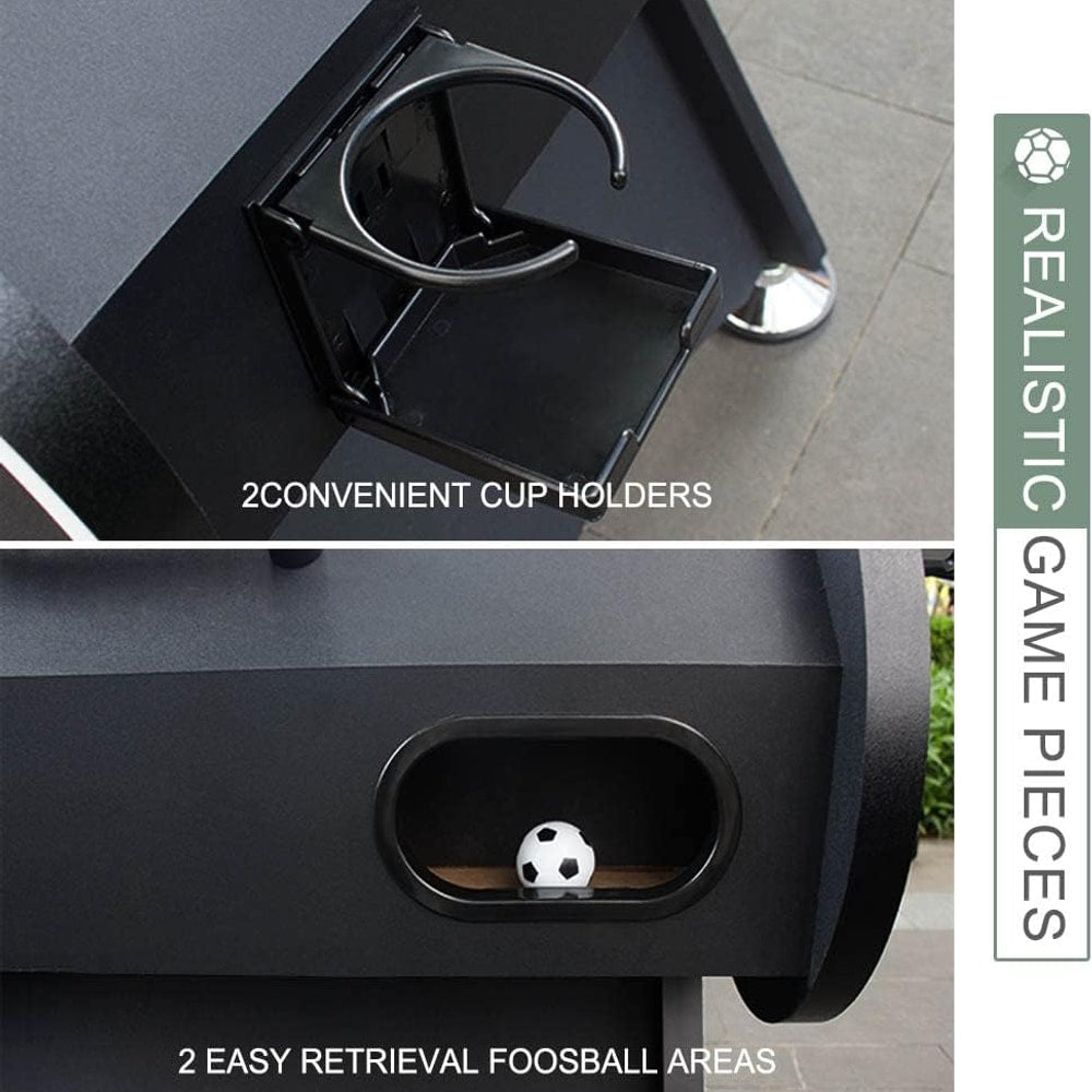 Table Soccer Arcade Game: Table Soccer Table - A match sized soccer table with 2 balls and 2 beverage racks