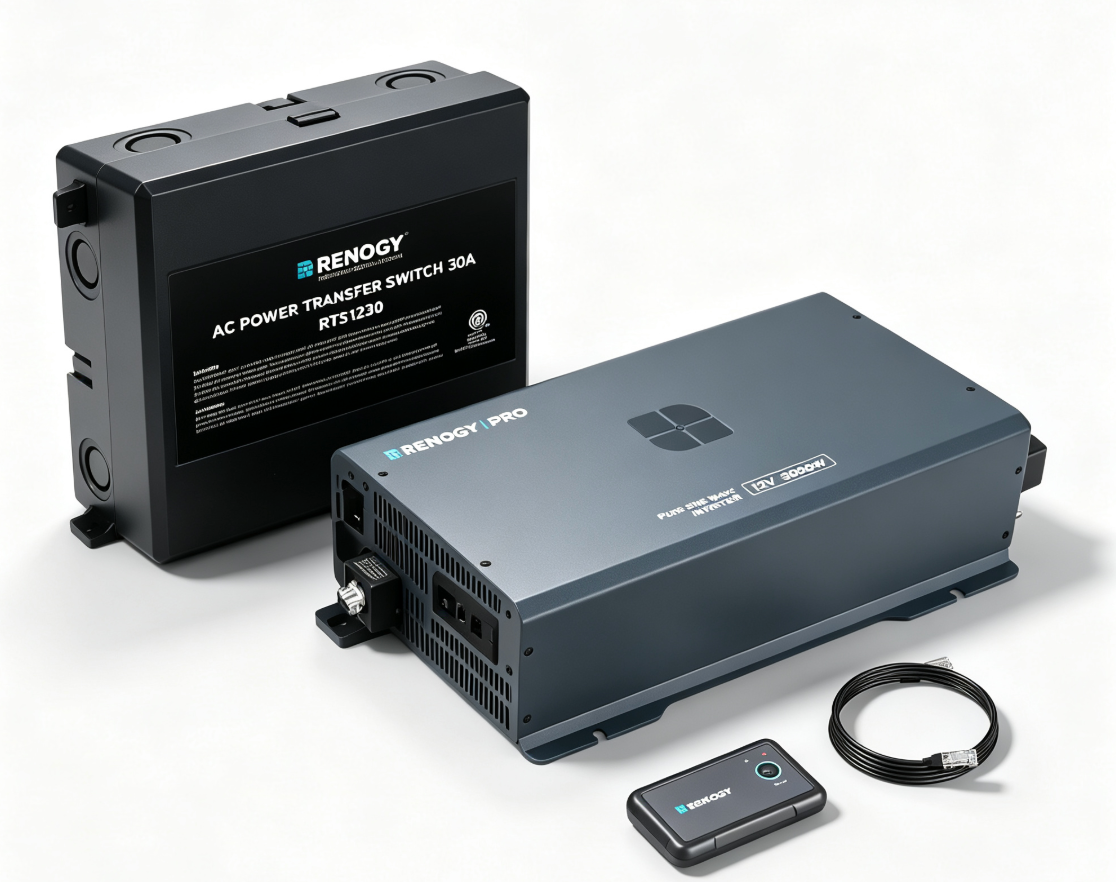 Renogy Pro 12V Bluetooth Pure Sine Wave Inverter + 30A ATS - view 1