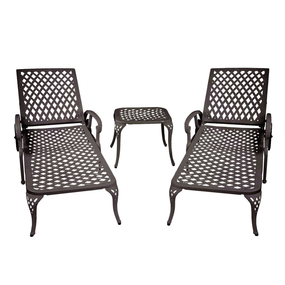 Aluminium Cast lounge chair 2pcs brown