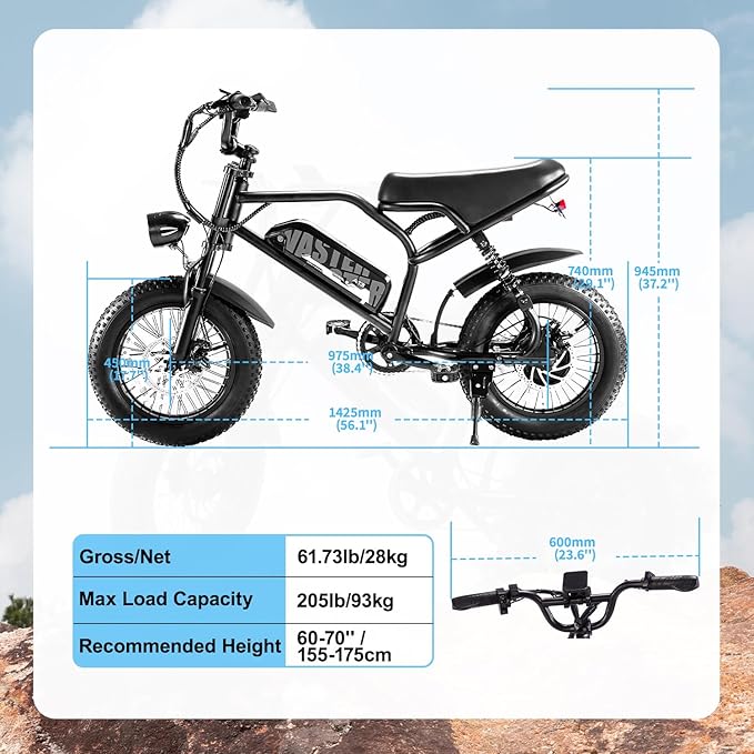 Electric Bike, 16'' Fat Tire eBike for Teens/Adults