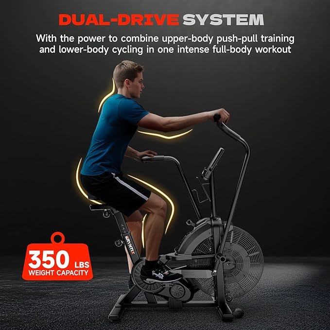 Air Bike, Exercise Bike with Magnetic & Air Resistance Fan Bike