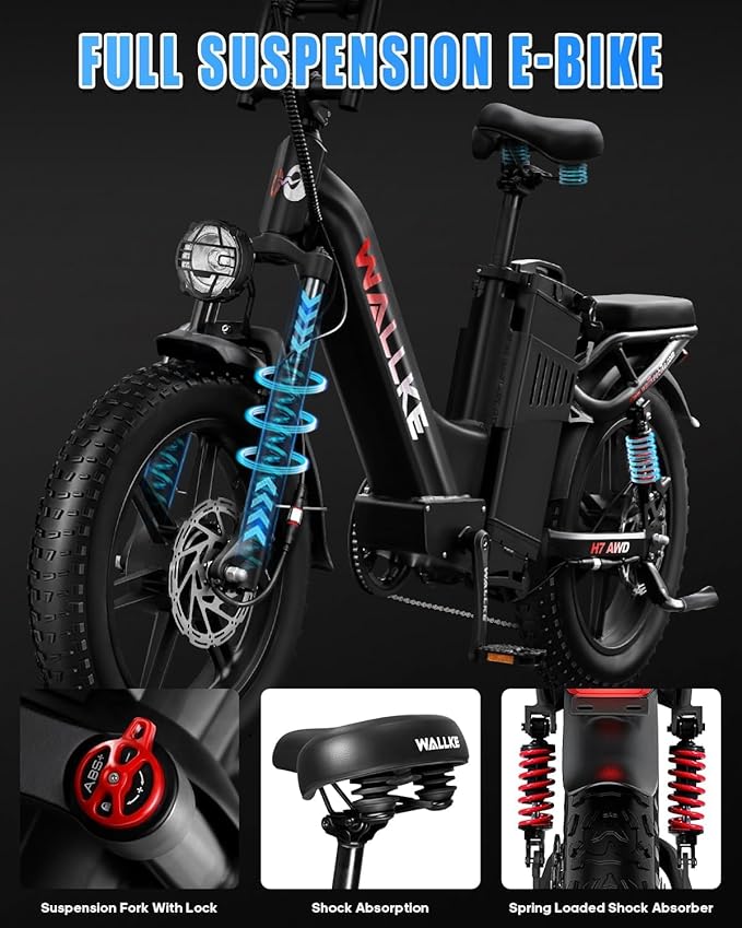 W Wallke H7 AWD Dual Motor Electric Bike for Adult