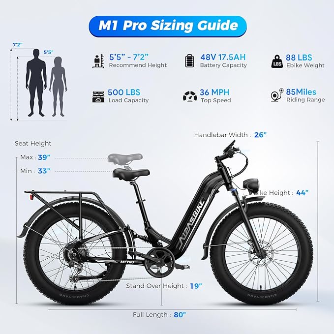 M1 Pro Electric Bike, 1800W Peak Motor Electric Bike