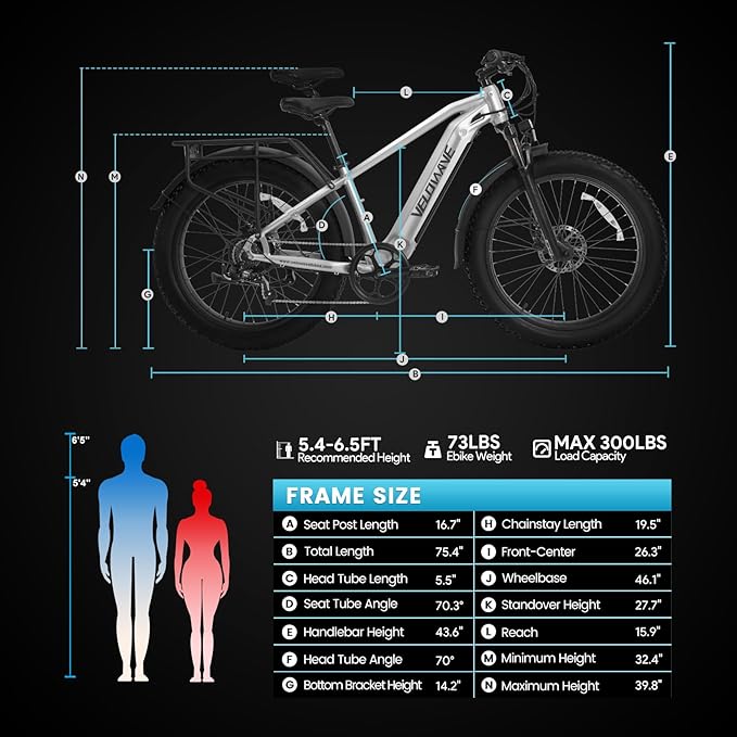 VELOWAVE Electric Bike for Adults Peak 1200W BAFANG Motor