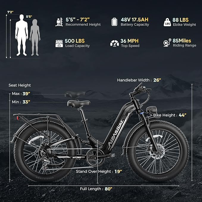 M1 Pro Electric Bike, 1800W Peak Motor Electric Bike for Adults