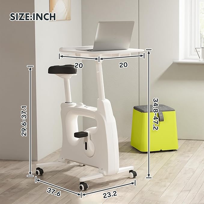 FLEXISPOT Exercise Bike with 2D Desktop, Space Saving Under Desk