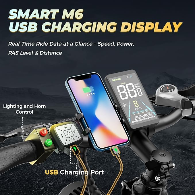 M1 Pro Electric Bike, 1800W Peak Motor Electric Bike for Adults
