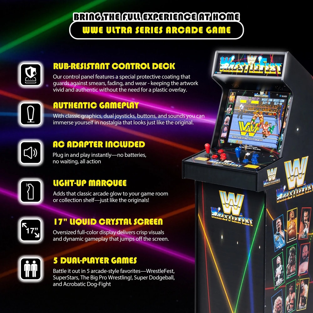 Arcade Classics WWE Ultra Series Game Machine with 17" Liquid Crystal Screen & 5 Games