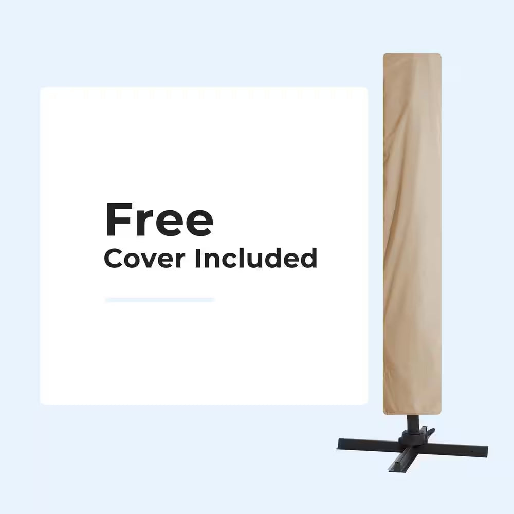 10 Ft. X 10 Ft. Sq. Cantilever Patio Umbrella with Weighted Base in Beige