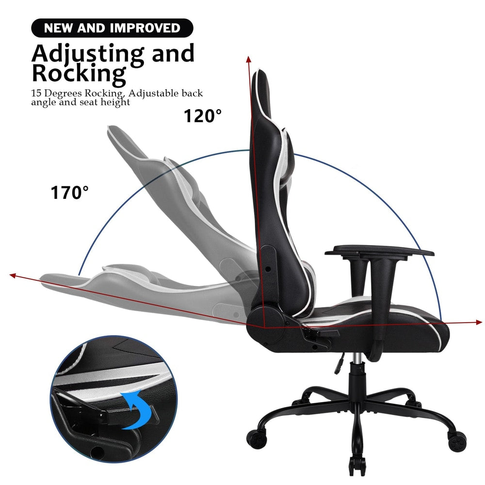 Ergonomic Adult Gamer Chair, 330 Lb Computer Chair, Racing Gaming Office Chair, Gamer Height Adjustable Swivel Chair with Lumbar Support and Headrest