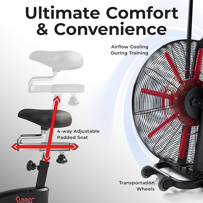 Sunny Health & Fitness Premium Smart Cross-Training Fan Bike